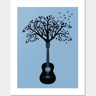 Classical Guitar Tree Light Theme Posters and Art